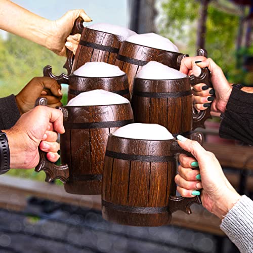 Set Of 6 Handmade Wooden Beer Mug Of Wood Eco Friendly Great Gift Ideas #TOP4