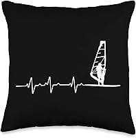Vista 1 de Heartbeat EKG Windsurfing Surfboard Wave Board Windsurf Throw Pillow