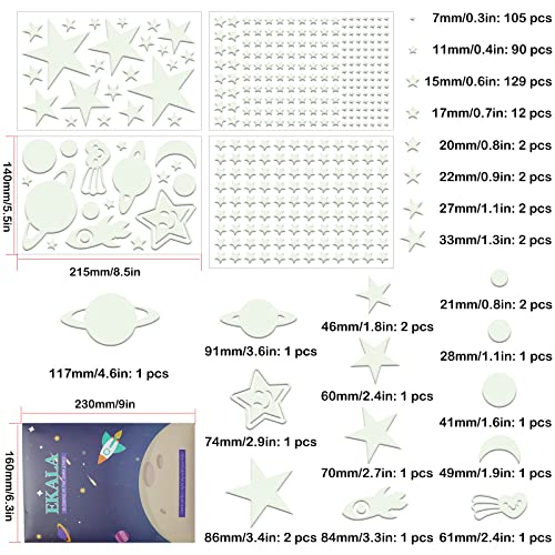 Glow In The Dark Stars For Ceiling,359Pcs 3D Glowing Star Removable Self-Adhesive Wall Decals,Moon, Rocket And Planets Wall Stickers For Girls Boys Kids Diy Bedding Room Bedroom Décor (Blue) #TOP2
