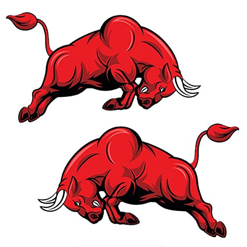 car Sticker 16cm 10cm Fashion car Stickers Fashion Personality Bullfighting red Jump car Accessories Protective Cover decaution 2PCS