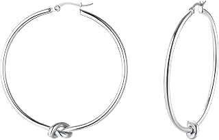 925 Sterling Silver Love Knot Necklace Earrings For Women, 14K Yellow Gold Small Knotted Hoop Earrings for Women Charm Dainty Circle Ears JewelryAlgerian Love Knot necklace