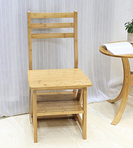 Silla multifuncional de bambú con escalera plegable de 4 pasos DASHADAO 4
