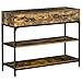 HOMCOM Table Console - Table d'entrée - Table d'appoint Design Industriel 2 tiroirs 2 étagères métal Noir Panneaux Particules Aspect Bois Vieilli