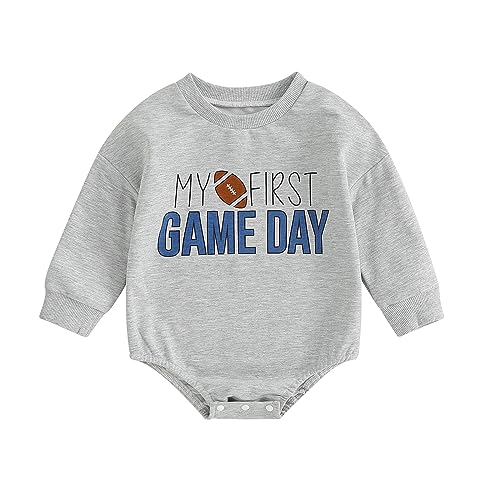 Baby Boy Girl Fall Winter Romper Outfit Clothes Long Sleeve Football Letter Print One Piece Jumpsuit Bodysuit