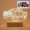Custom 3D Night Light with Your Picture and Name Personalized Truck Line Lamp for Car Lovers Gifts for Boyfriend Father Dad Men Him for Christmas Fatherday Birthday