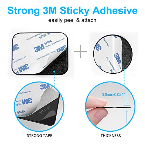 Pop-Tech Metal Plate For Magnet Mount, 6 Pack Magicplate With 3M Adhesive Replacement For Magnetic Car Phone Mount Holder Cradle-Less, Rectangle And Round - Small Plates For Socket Mount #TOP4