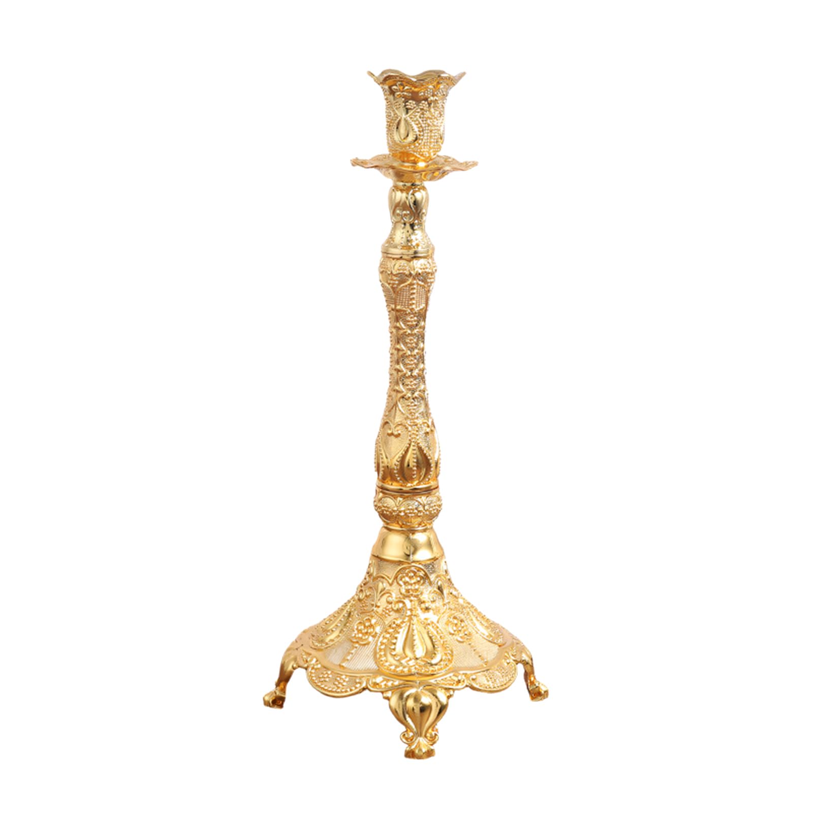 LUCKGONI Elegant European Gold Metal Candle Holders Candelabra With Intricate Carved Pattern For Romantics Dining And Home Decors