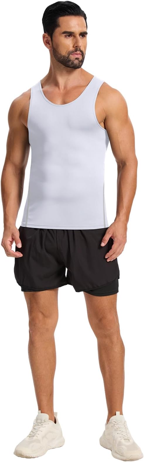 Cutecrop 3 Pack Compression Tank Top Men, Shapewear Shirt Sleeveless Men Slimming Muscle Undershirt for Gym