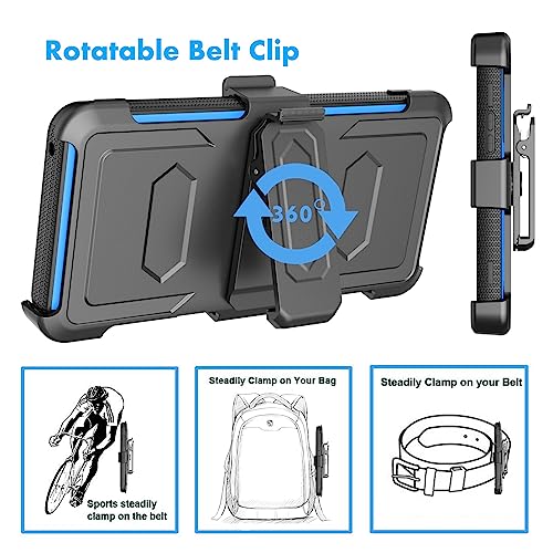 Njjex for Moto G Stylus 2023 5G Case, for Motorola G Stylus 2023 5G Phone Holster, [Nbeck] Shockproof Heavy Duty Built-in Screen Protector Rugged Swivel Belt Clip Kickstand Hard Shell Cover [Blue] - Thumbnail 6
