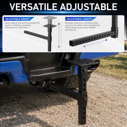 Zahawn Heavy Duty Hitch Mount Vise Plate Bracket, Adjustable Steel Trailer Receiver Support Stand, Universal Fits for Vehicle Repairs, 2 Inch Tow Hitch, Metalworking, Welding, Toolbox & Outdoor Use by Zahawn - Used condition - Image 5