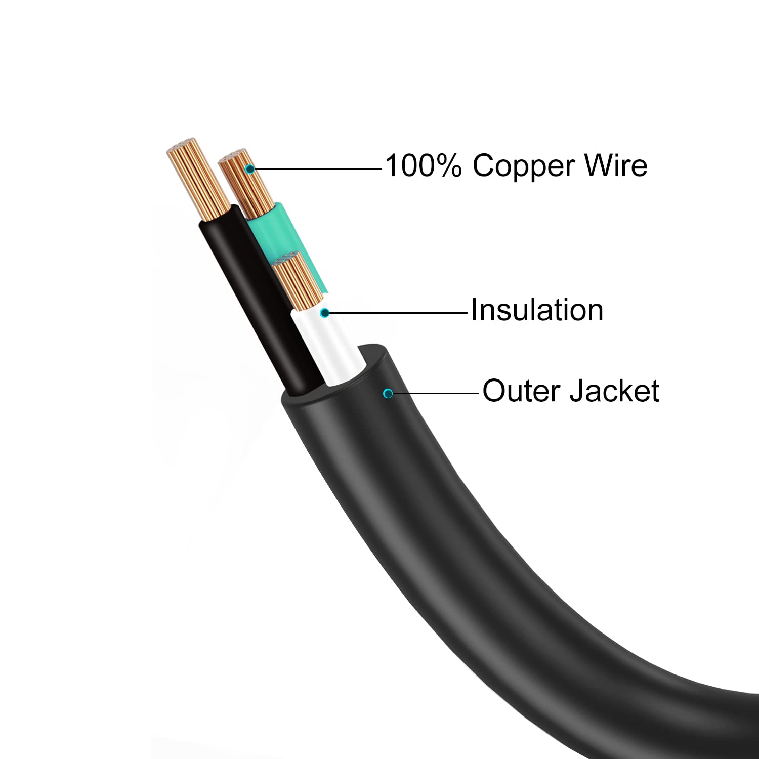 Listwa zasilająca, 14 AWG NEMA 6-15P 10 stóp długości, trwały przedłużacz zasilania 240 V, 3 gniazda zasilania