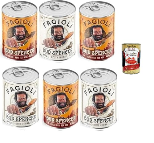 Fagioli alla Bud Spencer Testpaket Tex Mex und Borlotti Bud Power- Bud-Spencer-Tex Mex Bohnen fertig zum Probieren 6 x 400gr + Italian Gourmet polpa 400g