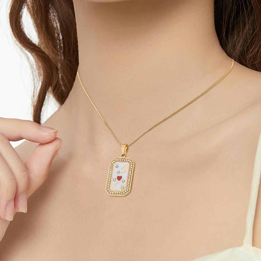 DICOSMETIC 8Pcs 8 Styles 304 Stainless Steel Tarot Charm Pendants Enamel Rhinestone Golden Tarot Charms Rectangle Tarots Card Charms for Jewelry Making 32x19.5mm - Image 7