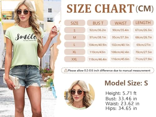 Teesho Teesho Damen Tshirt Sommer Bedruck Oberteile Kurzarm Shirts Casual Tops Tunika(blaugrau/L) - Designansicht 6 | TV | Video | Foto