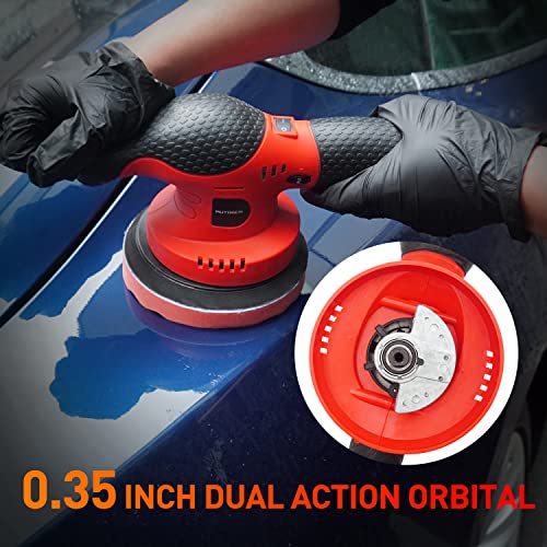 Autogen Cordless Car Buffer Polisher- 6 Inch Portable Wireless Polisher With 2 Pcs 12V 2.5Ah Lithium Battery, Brushless Polisher Kit For Car Detailing, Extra 18 Pcs Attachments #TOP4