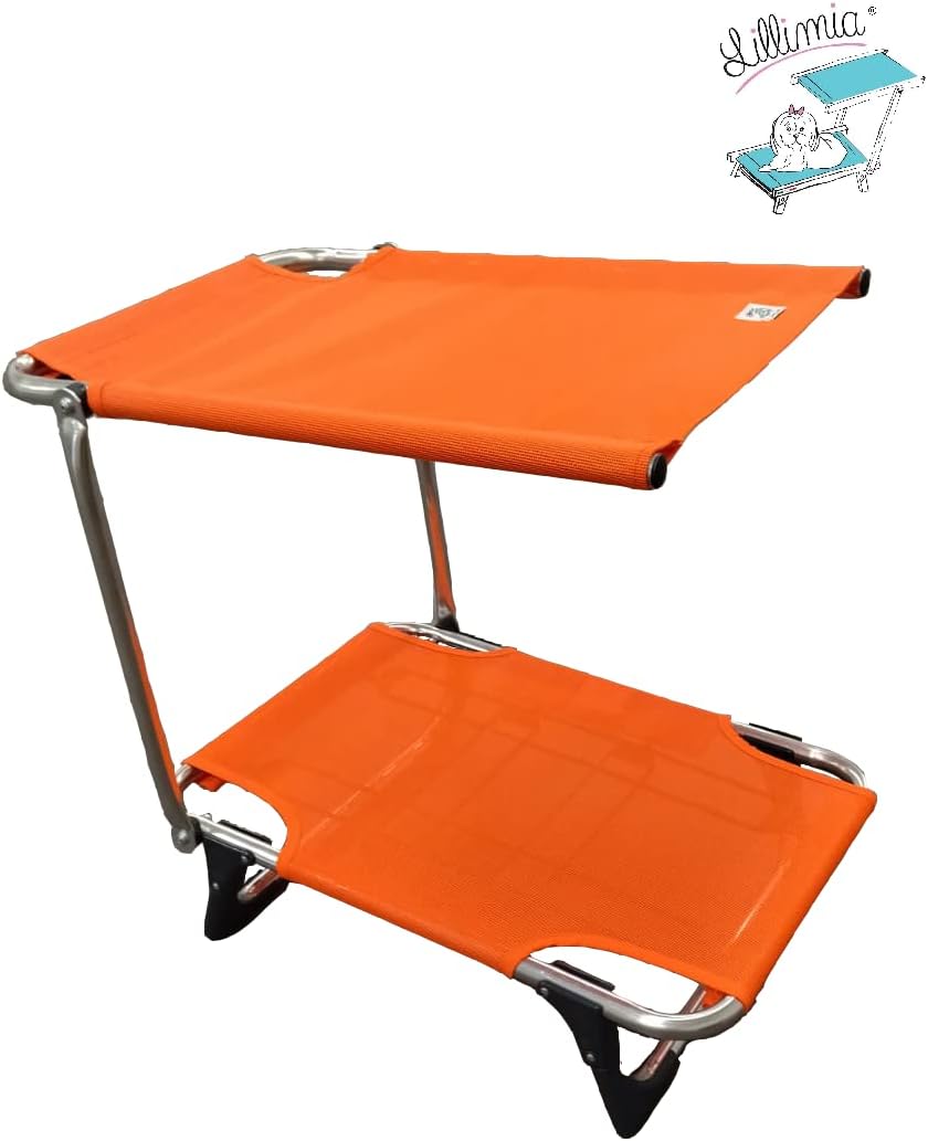 Lillimia® - Sunbed for pets, medium and small dogs, with roof, removable fabric and raised bed Ideal for the beach and the sea (Orange)