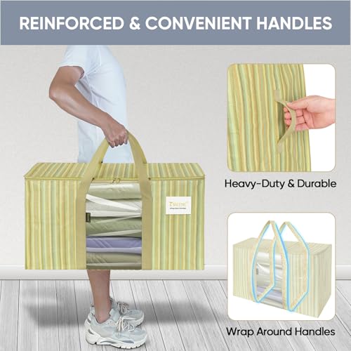 Image of BALEINE 2-Pack Oversized Moving Bags with Reinforced Handles, Heavy-Duty Storage Tote Moving Supplies for Packaging, Camping (Color Stripe, 2-Pack)