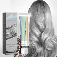 2-in-1 Silber-Haarfarbe mit natürlichem Essenzextrakt, Detroit Rain Silber-Haarfarbe, Silber-Metallic-Haarfarbe, Silber-Haarfarbe für dunkles Haar, Silber-Haarfarbe, permanente Haarfarbe (1 Stück)