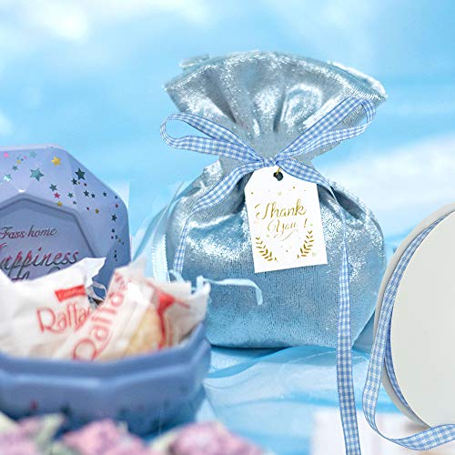 Toniful 3/8 Inch X 50 Yards Gingham Buffalo Checkered Ribbon Light Blue And White Fabric Ribbon For Valentine's Day Gift Wrapping Baby Shower Hair Bows Accessories Floral Craft Decoration Bouquet #TOP2