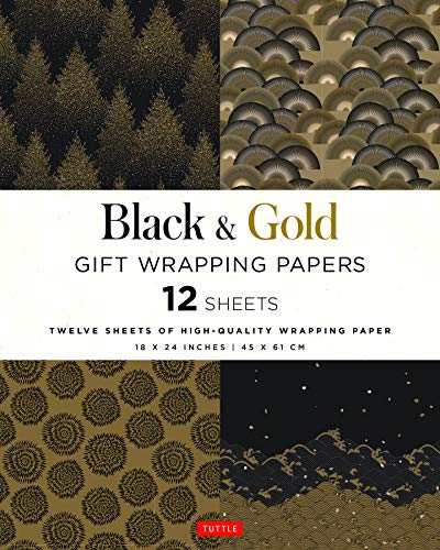 Black & Gold Gift Wrapping Papers: 12 Sheets of High-Quality 18 X 24 Inch Wrapping Paper: 18 x 24 in