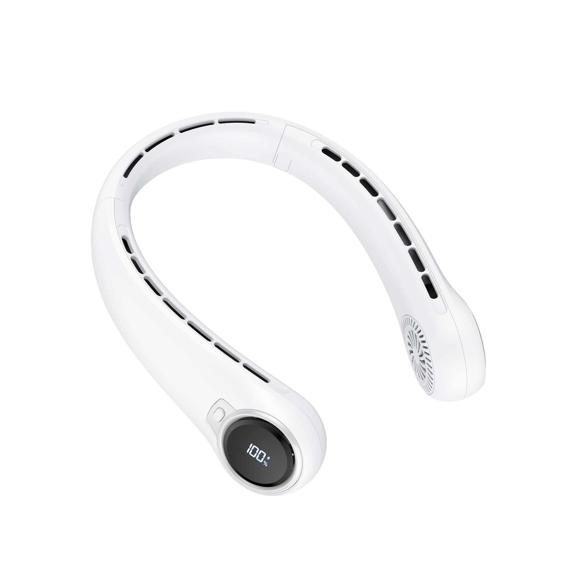 Ventilateur de cou sans lame sécurisé pour cheveux longs USB blanc