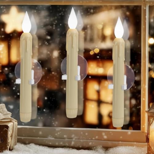 Luces de vela para ventana en decoraciones navideñas 3