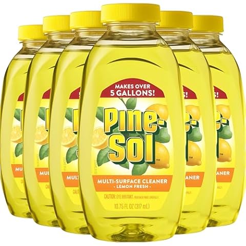 Pine-Sol Multi Surface Cleaner, 6 Pack, Concentrated Multi Purpose Cleaner and Degreaser for Kitchen and Bathroom, Makes 5 Gallons, Lemon Fresh Scent, 10.75 oz. Each Cover