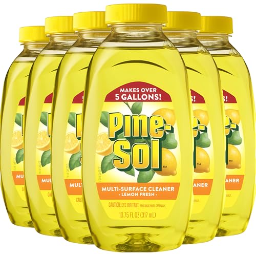 Pine-Sol Multi Surface Cleaner, 6 Pack, Concentrated Multi Purpose Cleaner and Degreaser for Kitchen and Bathroom, Makes 5 Gallons, Lemon Fresh Scent, 10.75 oz. Each