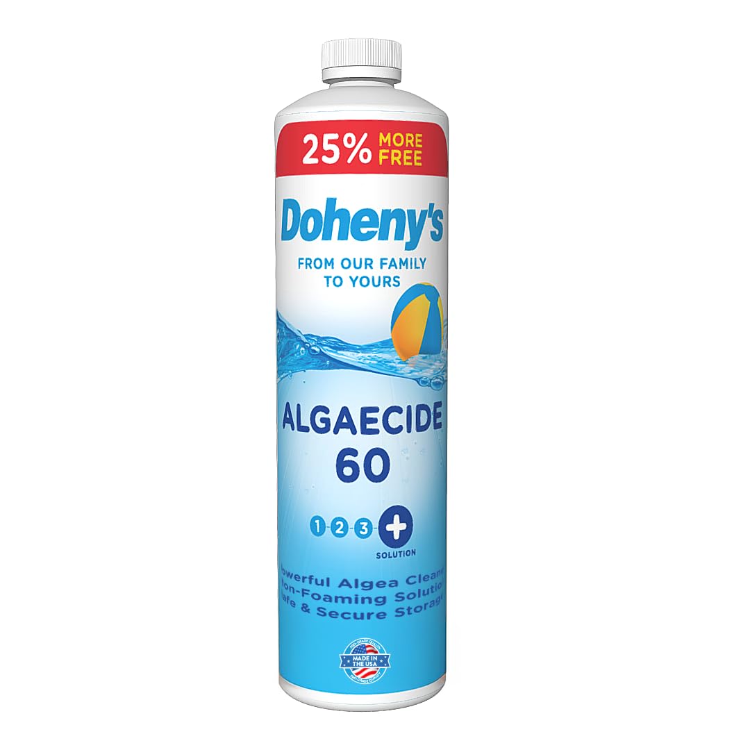 Doheny'sAlgaecide 60 | Pro-Grade, Metal-Free & Non-Foaming | Prevents All Algae Types | No Stains, No Clouding | Safe for Salt, Chlorine & Bromine Pools | Treats 160,000 Gallons | 40oz