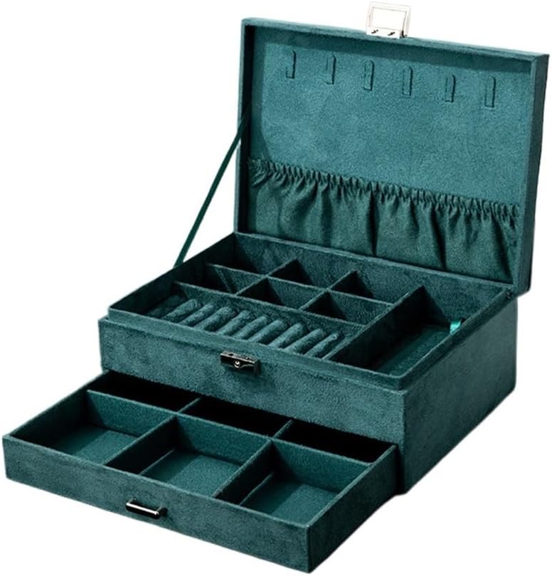 Layer Large Capacity Jewelry Box With Lock Necklace Storage