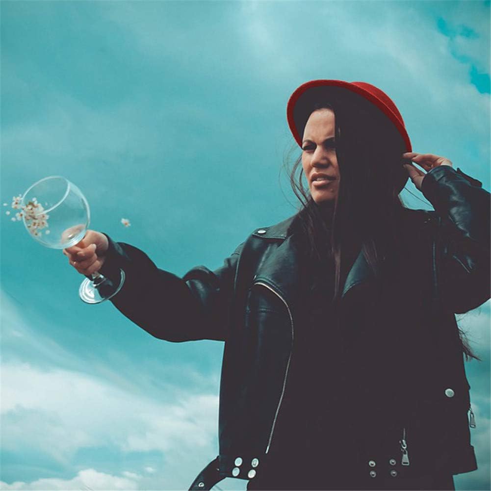 Gossifan Fedora Hats for Women Wide Brim Two Tone Felt Panama Hat with Belt-Buckle - Image 4