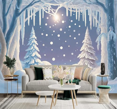 Papier Peint Soie Premium Flocons de Neige 3D XLMING pour Bureau Chic