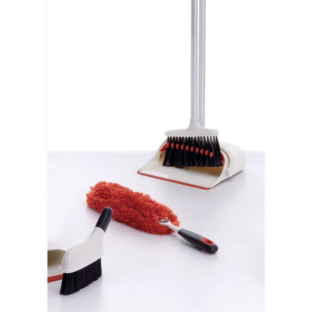 Quirlbesen, Besenset mit langem Griff for den Haushalt, Besenset mit Kopfhaar, Bodenartefakt, Kunststoffbesen for Büro und Zuhause, schnelles Kehren, stehendes Kehrset mit Besen