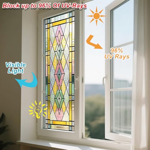 Vinilo adhesivo para ventana con diseño geométrico colorido 17.7 x 39.3 pulgadas miniatura 4
