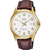Echtlederarmband CASIO Herren Analog Quarz Uhr mit Leder Armband MTS-100GL-7AVEF