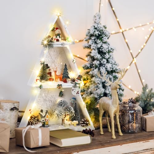 3-Pcs-Wooden-Farmhouse-Christmas-Tree-Tabletop-Decor-Christmas-Centerpieces-for-Table-Rustic-Xmas-Tree-Sign-for-Fireplace-Mantle-Shelf-Decor-Xmas-Holiday-Table-Accents-DIY-Ornament 3 Pcs Wooden Farmhouse Christmas Tree Tabletop Decor Christmas Centerpieces for Table Rustic Xmas Tree Sign for Fireplace Mantle Shelf Decor Xmas Holiday Table Accents DIY Ornament