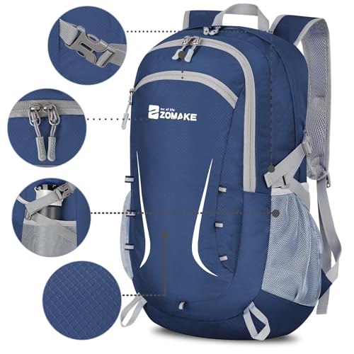 Image of ZOMAKE Lightweight Packable Backpack 35L, Foldable Backpacks Water Resistant Collapsible Light Daypack for Hiking(Navy Blue)