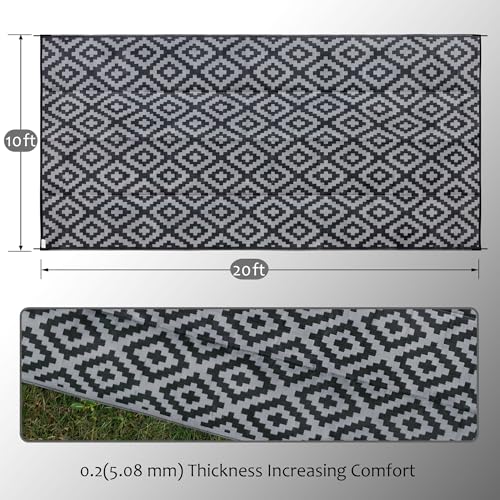 SAND MINE Waterproof Outdoor Rug 10x20 ft, Plastic Reversible Rug, Modern Area Rug, Large Floor Mat for Outdoors, RV, Patio, Backyard, Deck, Picnic, Beach, Camping - Thumbnail 2