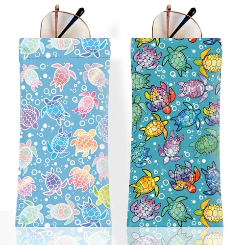 Image of Anikathy 2Pcs Sunglass Eyeglass Glasses Case Soft PU Leather with Cleaning Cloth Cute Glasses Pouch Bag for Men Women Girs