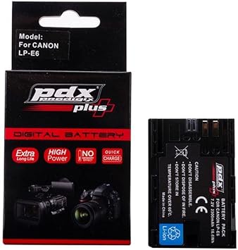 pdx plus Canon LPE6 Batarya Pil 2300mAh 7D Mark II,7D,5DS,5DS R,5D Mark IV,III,II,60D,60Da,70D,80D,6D