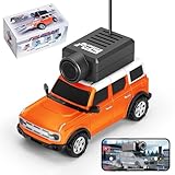 Hylukon WLtoys 1:64 Mini RC Cars, 2.4G FPV Remote Control Car with 720P HD Camera, Gyro, LED Ambient Light, APP Controlled Drifting Car for Adults (Orange)