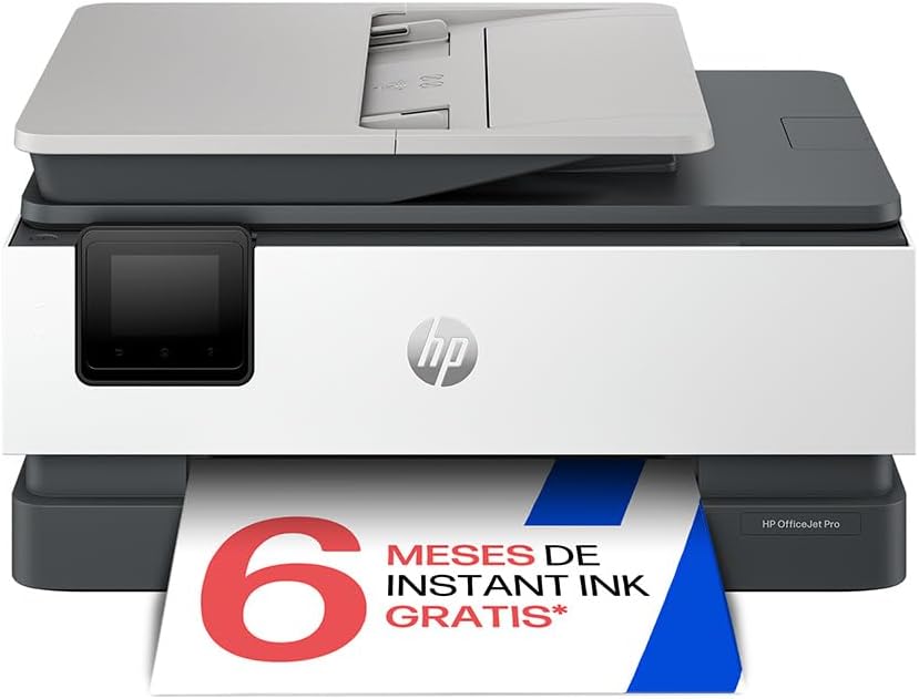 HP OfficeJet Pro 8122e, Professional A4 Colour Ink Multifunction Printer, Copy, Scanner, Mobile Fax, Wi-Fi, Auto Duplex Printing, 3 Months Instant Ink Print with HP+, Grey