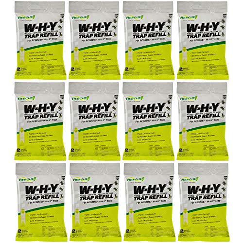 Rescue! Non-Toxic Wasp, Hornet, Yellowjacket Trap (Why Trap) Attractant Refill - 2 Week Refill - 12 Pack #TOP10
