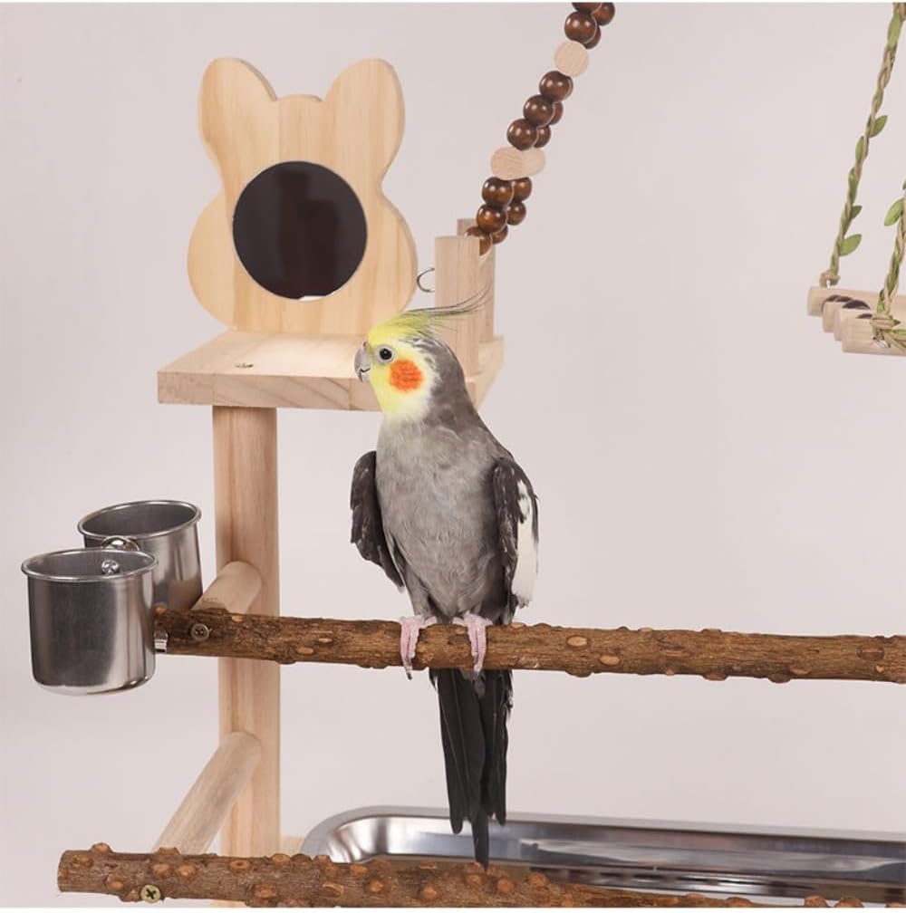 鳥、オウム、遊び場、止まり木、遊び場、ラブバード、セキセイインコのためのクライミング ペッパーウッド はしごを登る スイング 鳥のお