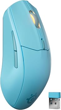 SteelSeries Wireless Gaming Mouse, 2.4GHz/Bluetooth Compatible, Lightweight, Low Latency, 1.9ms, Heavy Duty, 18,000DPI, Mechanical Switch, Tangle-Resistant, PTFE Sole, Rival 3 WL Gen 2 62526, Aqua