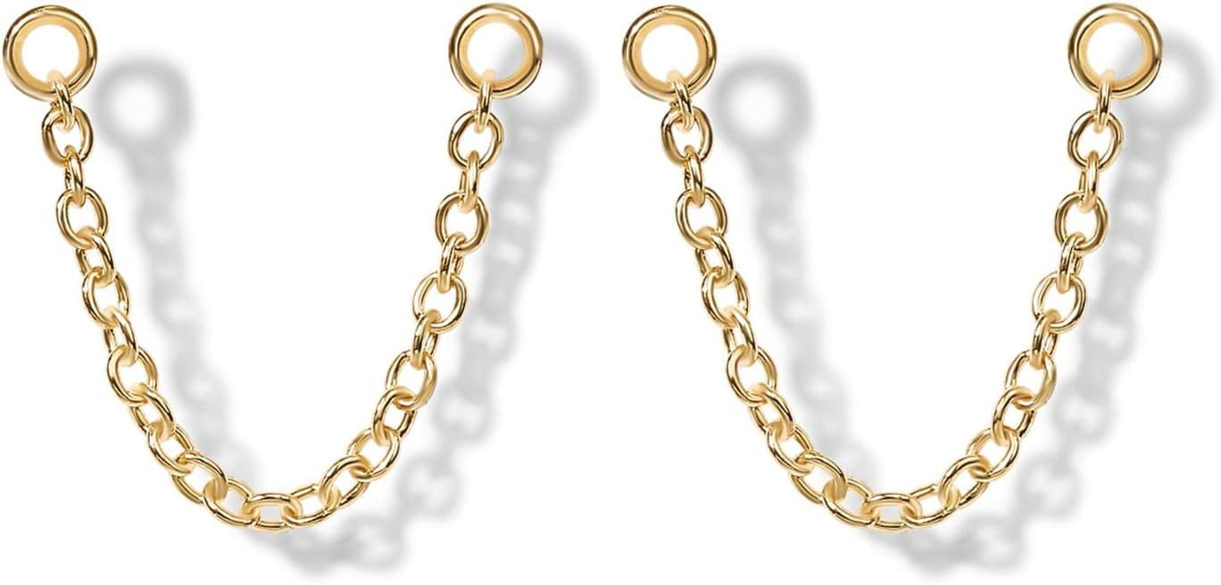 PAVOI 14K Earrings Chain Connectors (30 Millimeters, Yellow Gold)