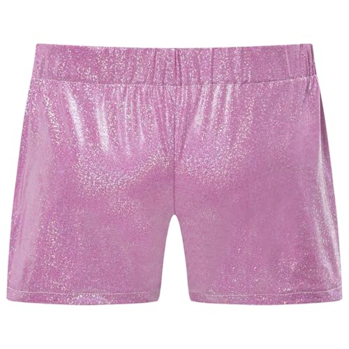 Girls Kids Dance Athletic Shorts Sparkle Metallic Glitter Tumbling Bottoms for Workout Fitness Gymnastics2