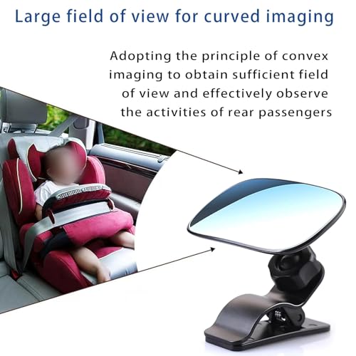 Image of Car Interior Rearview Mirror, 360 Rotation Wide-Angle Convex Clip-on Mirror, Universal Automotive Essentials, Suitable for Observing Children in the Rear