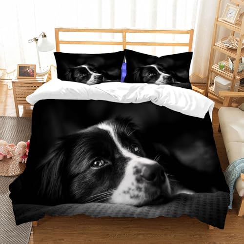 Parure de lit 100% microfibre Border Collie anti-plis grand format 228x264