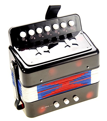 PowerTRC Kids Accordion, Musical Instruments for Kids Ages 9-12, Beginner Toddlers Children Mini Toy Accordian 10 Keys Button Control Light Weight (Black) - Thumbnail 2